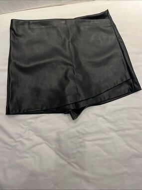 Love Tree Black Faux Leather Mini Skort large